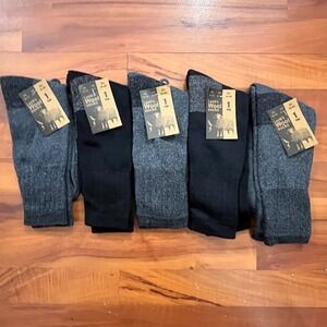 Lamb's Wool Socks Black/Dark Gray Men's Size 10-13 (5 Pairs)
